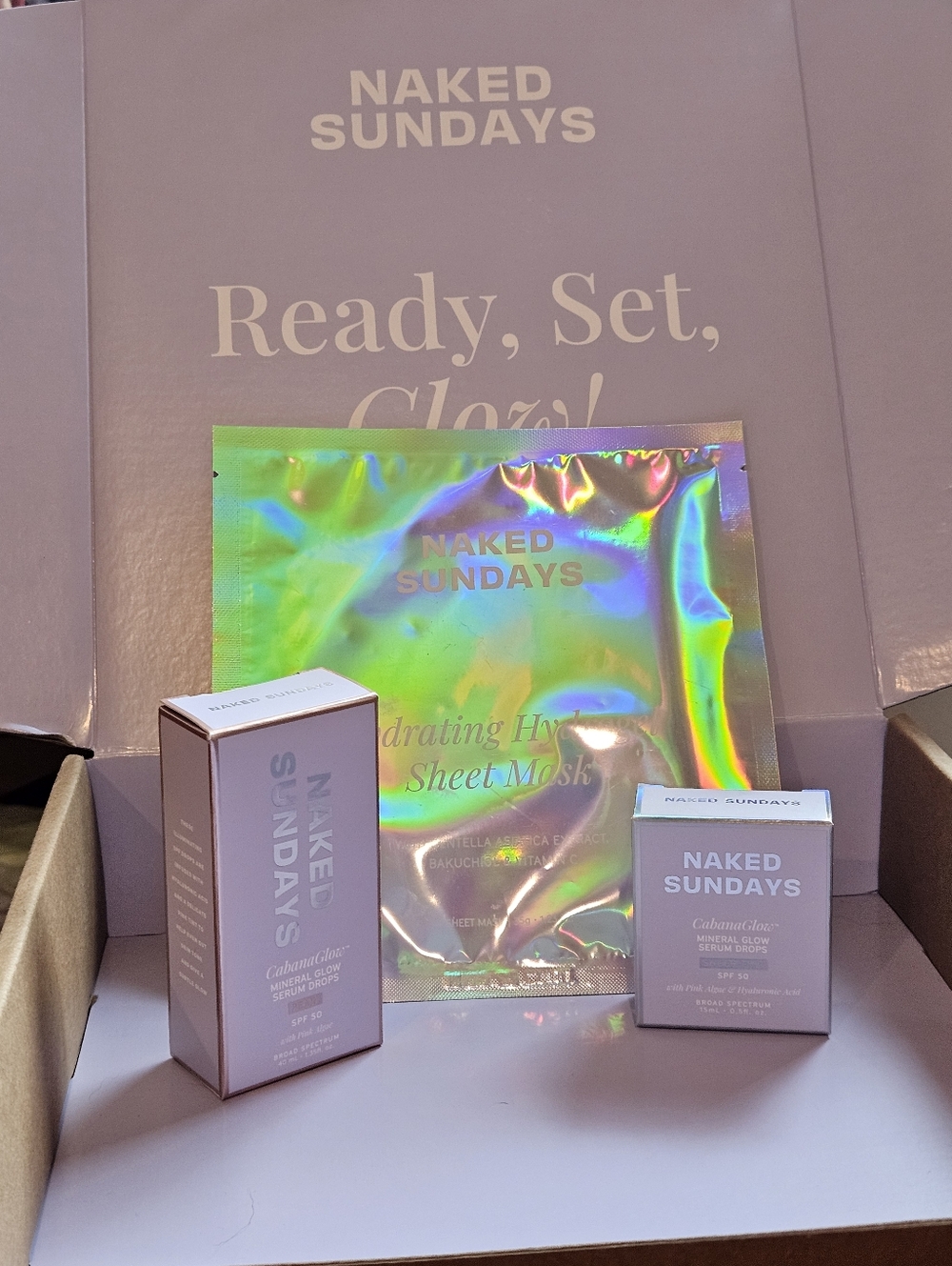 Naked Sundays CabanaGlow Serum Drops Set + Hydrating Hydrogel Mask